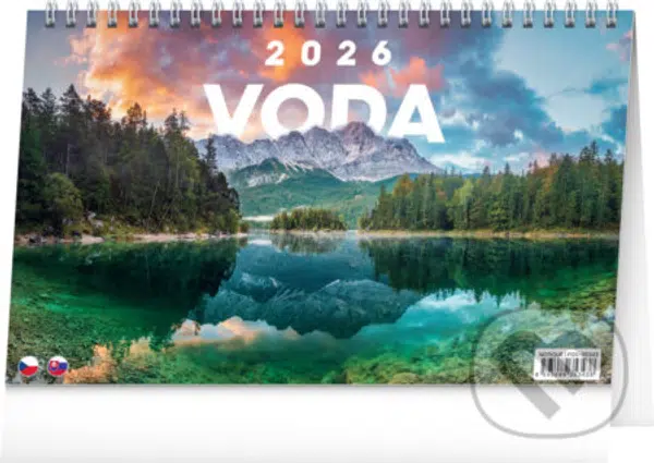 NOTIQUE Stolový kalendár Voda 2026 (riadkový, slovenské a české menné kalendárium)
