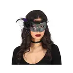 Guirca Škraboška holografická s perím a kvetinou