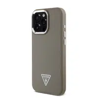 Zadní kryt Guess PU Grained Triangle Logo pro Apple iPhone 16 Pro, hnědá