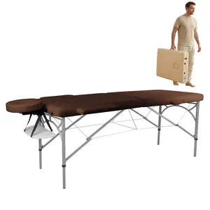 Masážní stůl inSPORTline Tamati 186x70x63-90 cm 2-dílný hliníkový hnědá