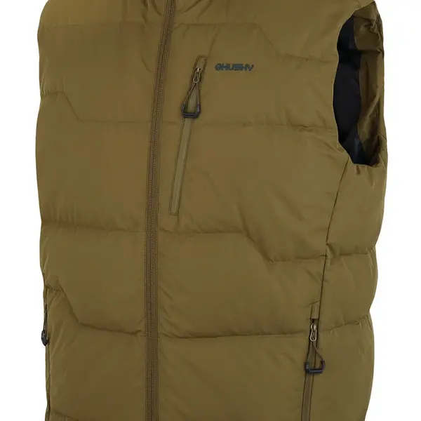 Husky Deep M M, dk. khaki Pánská péřová vesta na zip