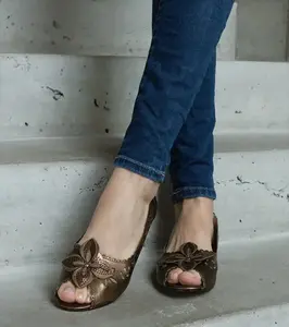 Gemre Brown open-toe lace ballet flats Ursull
