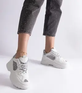 Gemre White women's sneakers with glitter inserts Caraballo