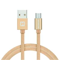 Datový kabel Swissten Textile USB/MicroUSB, 0,2m, zlatý