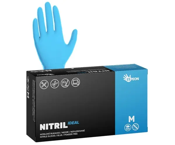 Nitrilové rukavice Espeon Nitril Ideal - 100 ks, modré, velikost M (100077) + dárek zdarma