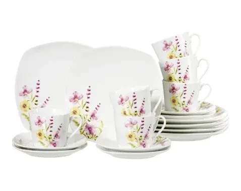Kávový servis (18 dielov) Malve, motív letné kvety%