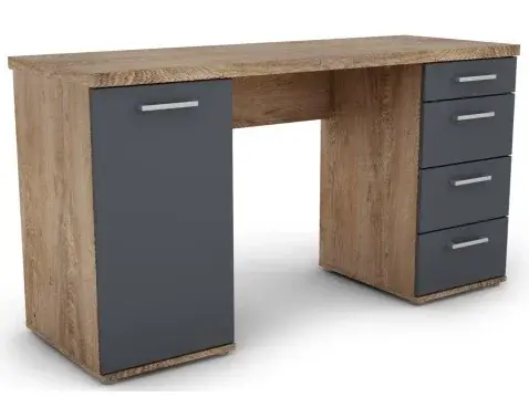 Písací stôl Walter, dub burgund / grafitovo šedý%