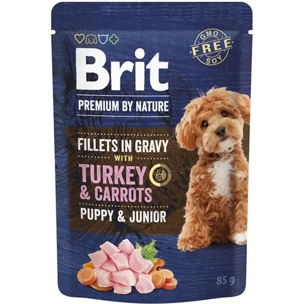 Brit Premium Dog Puppy kapsička Fillets in Gravy Turkey & Carrots 85 g