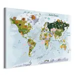 artgeist MALBA NA PLÁTNĚ, zvířata, mapa světa, 120/80/1,2 cm