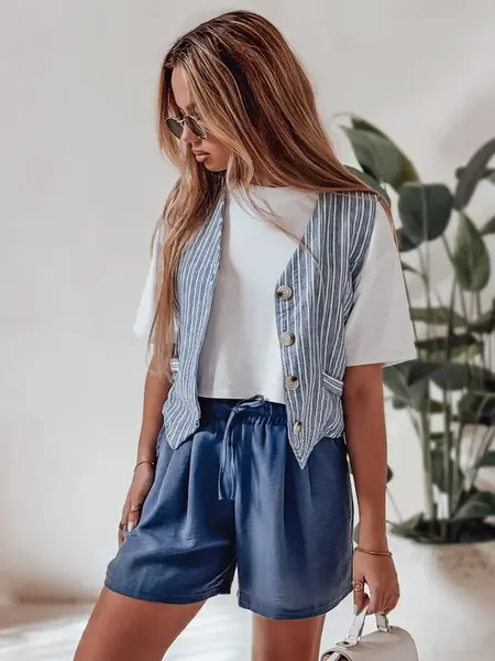 Dámské lněné šortky RELAX TIME modré