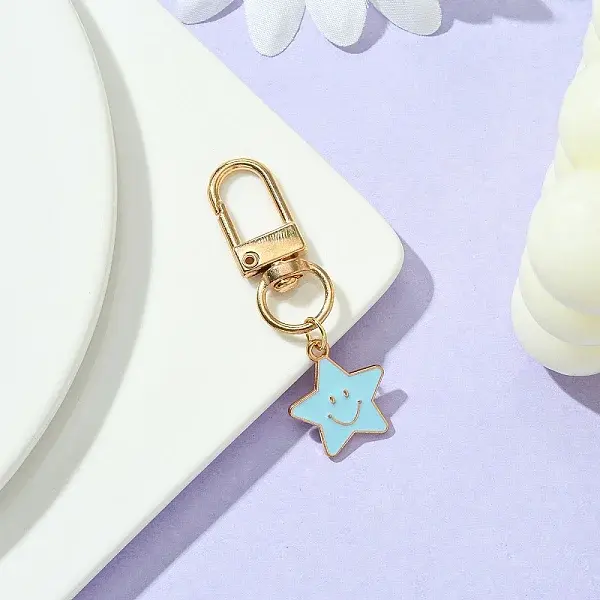 Star with Smiling Face Alloy Enamel Pendant Decorations