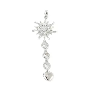 Brass Micro Pave Clear Cubic Zirconia Big Pendants
