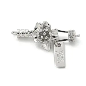 Brass Micro Pave Clear Cubic Zirconia Fold Over Clasps