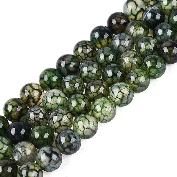 Natural Dragon Veins Agate Beads Strands