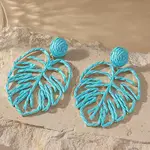 Iron Raffia Dangle Stud Earrings