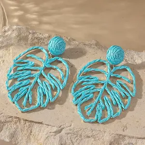 Iron Raffia Dangle Stud Earrings