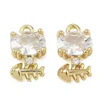 Brass Pave Clear Cubic Zirconia Charms