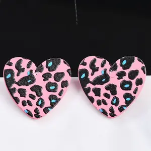 Heart Acrylic Printed Stud Earrings for Women