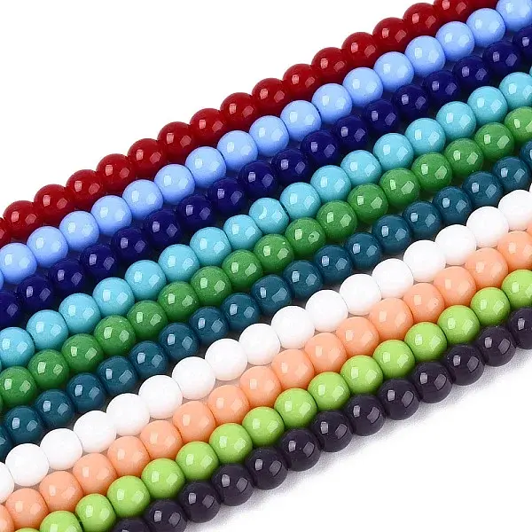 Opaque Solid Color Glass Beads Strands