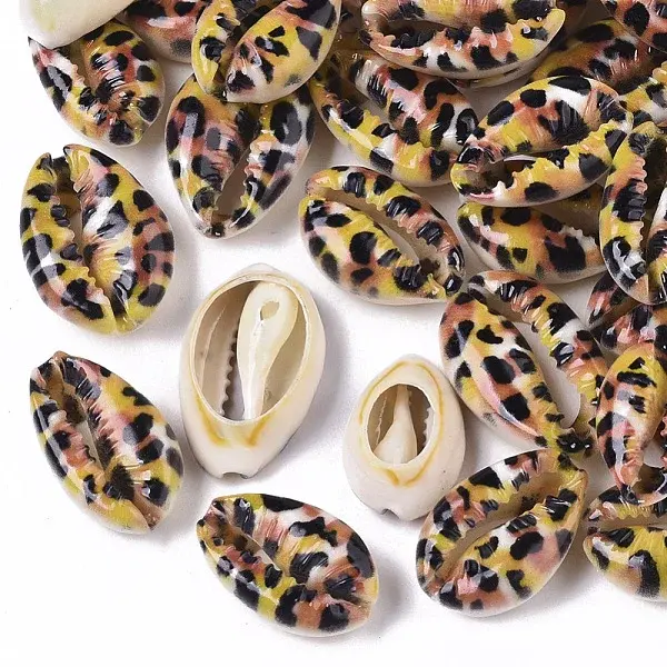 Printed Natural Cowrie Shell Beads