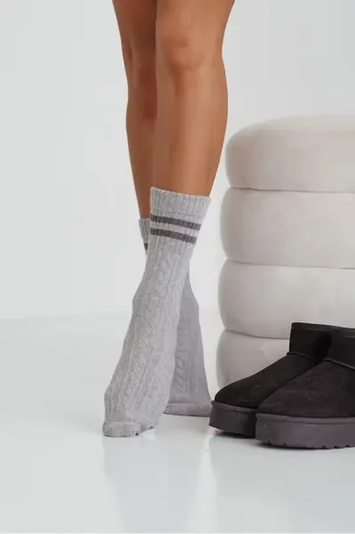Milena Dámské Ponožky Cop S Pásky Šedé