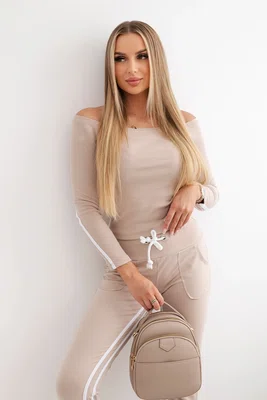 Sada s dvojitým pruhem béžová+bílá