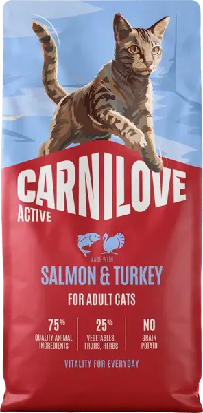 Granule CARNILOVE Active pro dospělé kočky losos a krůta 6 kg