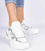 Gemre White women's sneakers decorated with glitter Sandoria