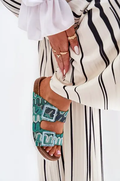 S. BARSKI Dámské Pantofle S Přezkami A Briliantem S.Barski