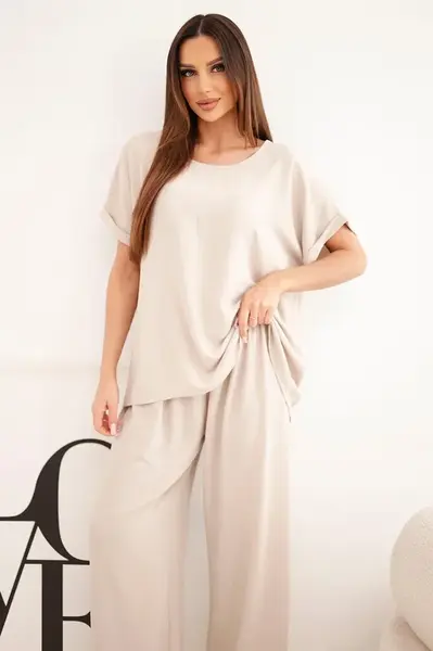 Kesi Plus Size dámsky set, béžový