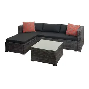 MCW POLY-RATTAN SADA Šedá, šedá, oranžová