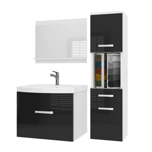 B BELINI GROUP KOUPELNOVÝ NÁBYTEK Koupelnová SADA PRI P3, Černá lesklá, 90 cm