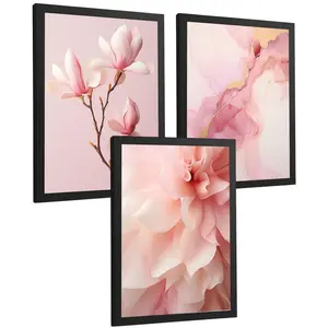 Nacnic PLAKAT Sada 3 Fuchsia Pink A4 Černý rám