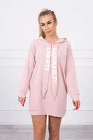 Kesi Oversize šaty s kapucí tmavě pudrově růžové