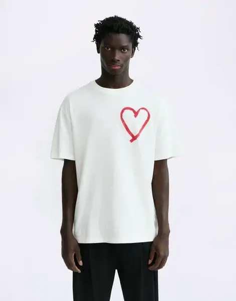 Tričko Thinking MU Tape Heart Aaron Tee WHITE