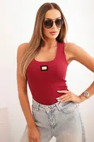 Kesi Dámska pruhovaná blúzka na ramienkach s ozdobnou nášivkou bordová