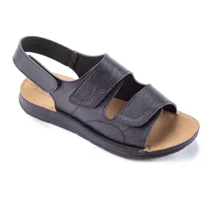 Pánske sandále z eko kože na suchý zips čierne veľ. 45