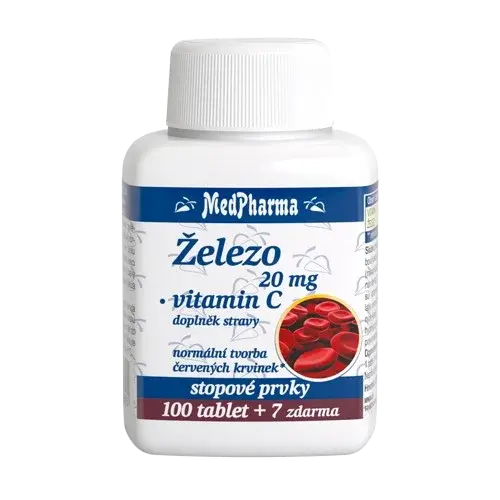 MEDPHARMA Železo 20 mg + Vitamín C 107 tabliet