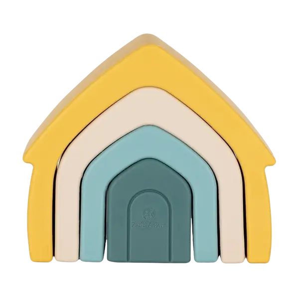 PETITE&MARS Hračka silikónová skladacia House Intense Ochre 12m+ 4 ks