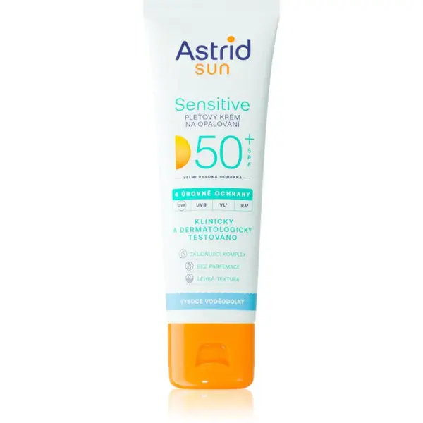 Astrid Sun Sensitive pleťový krém na opaľovanie SPF 50+ vodeodolný 50 ml