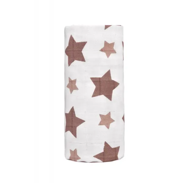 T-TOMI BIO VEĽKÁ bambusová osuška, béžové hviezdy 120 x 120 cm