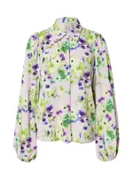 YAS Blúzka 'YASAsina'  nebesky modrá / svetlozelená / pastelovo fialová / tmavofialová