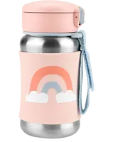 SKIP HOP Spark Style Láhev s brčkem na vodu nerez Duha 12m+, 350 ml