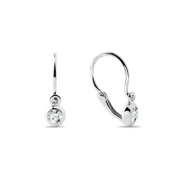 Diamantové detské náušničky z bieleho zlata KLENOTA