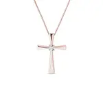 Přívěsek křížek s diamantem v růžovém zlatě KLENOTA