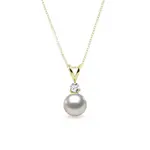 Perlový náhrdelník ve žlutém zlatě s diamantem KLENOTA