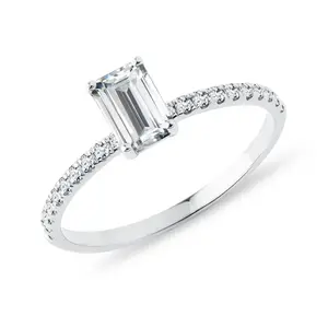 Prsten s diamantem v bílém zlatě KLENOTA