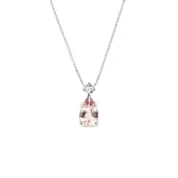 Přívěsek z bílého zlata s morganitem a diamantem KLENOTA