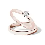 Set svatebních prstenů v lesku v růžovém 14k zlatě KLENOTA