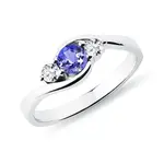 Zlatý prsten s tanzanitem a diamanty KLENOTA